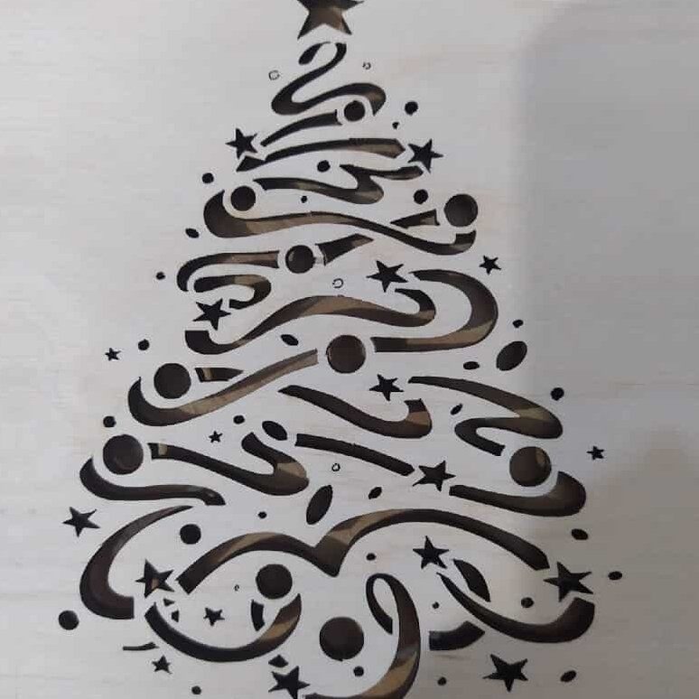 Σετ των 3 Intra απο ξύλο plywood 3mm-4mm πάχος – ξύλο στένσιλ με Swirly Χριστουγεννιάτικο Δέντρο 40x40 cm INTRAVECTRY-MY547844