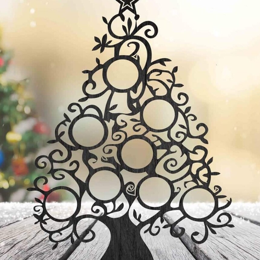 Σετ των 3 Intra απο ξύλο plywood 3mm-4mm πάχος – Φλοράλ Χριστουγεννιάτικο Στολίδι Επίδειξη Δέντρου Βάση DXF ξύλο 25x25 cm INTRAVECTRY-MY549653