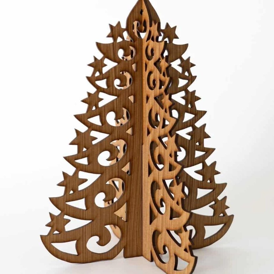 Σετ των 3 Intra απο ξύλο plywood 3mm-4mm πάχος – Χριστουγεννιάτικο δέντρο με στρώσεις αστεριών στις άκρες ξύλο DXF 45x50 cm INTRAVECTRY-MY547846