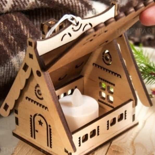 Σετ των 3 Intra απο ξύλο plywood 3mm-4mm πάχος – ξύλο Ξύλινο Κρεμαστό Κεριόσπιτο ρεσώ για Χριστουγεννιάτικα Διακοσμητικά ξύλου 35x40 cm INTRAVECTRY-MY547862