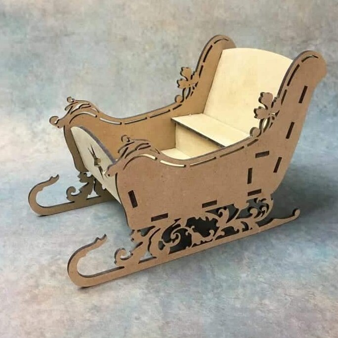 Σετ των 3 Intra απο ξύλο plywood 3mm-4mm πάχος – Ξύλινο έλκηθρο γιορτινό στολίδι Χριστουγεννιάτικο ντεκόρ ξύλο 10x10 cm INTRAVECTRY-MY547879