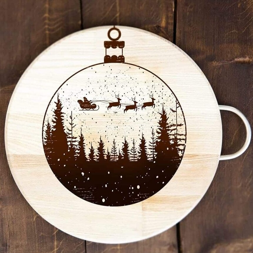 Σετ των 3 Intra απο ξύλο plywood 3mm-4mm πάχος – Χριστουγεννιάτικο ξύλο μαγνήτη με χαραγμένο ξύλο Flying Santa Sleigh 35x40 cm INTRAVECTRY-MY550472