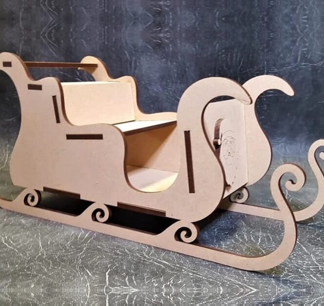 Σετ των 3 Intra απο ξύλο plywood 3mm-4mm πάχος – ξύλο Χριστουγεννιάτικης Διακόσμησης από MDF Santa Sleigh 35x40 cm INTRAVECTRY-MY548725