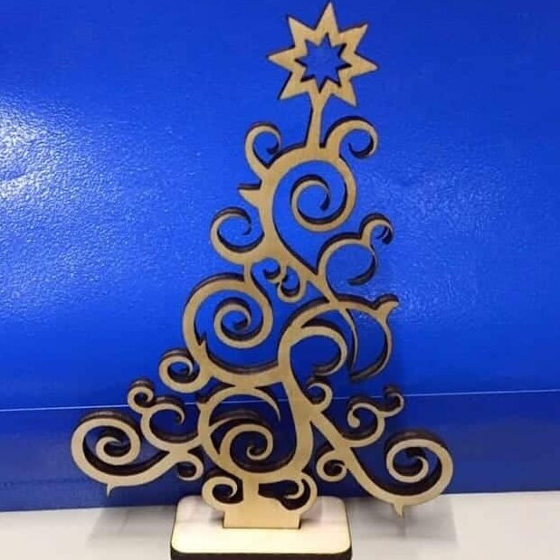 Σετ των 3 Intra απο ξύλο plywood 3mm-4mm πάχος – Μίνι επιτραπέζιο διακοσμητικό χριστουγεννιάτικο δέντρο με Swirl 25x25 cm INTRAVECTRY-MY549697