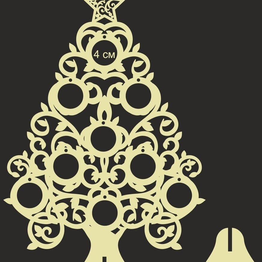 Σετ των 3 Intra απο ξύλο plywood 3mm-4mm πάχος – Ξύλινο χριστουγεννιάτικο φλοράλ στροβιλισμού με κυκλικό χώρο για κρεμαστό ξύλο μπάλες 25x30 cm INTRAVECTRY-MY549704