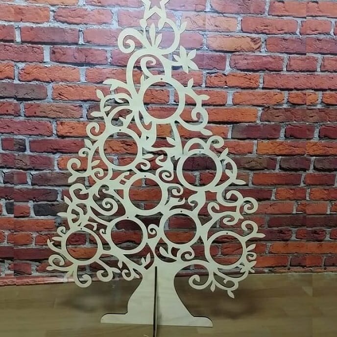 Σετ των 3 Intra απο ξύλο plywood 3mm-4mm πάχος – Ξύλινο χριστουγεννιάτικο δέντρο με κυκλικό χώρο για ξύλο παιχνιδιών 35x40 cm INTRAVECTRY-MY549706