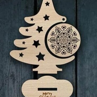 Σετ των 3 Intra απο ξύλο plywood 3mm-4mm πάχος – Ανεξάρτητο ξύλο κρεμάστρας για χριστουγεννιάτικο δέντρο 40x40 cm INTRAVECTRY-MY550565