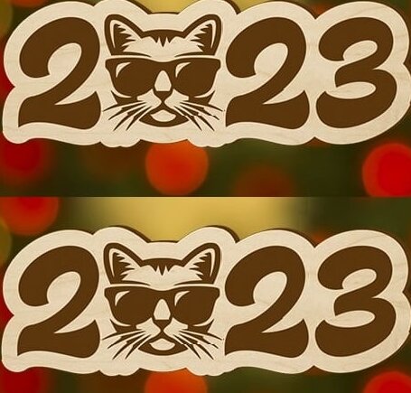 Σετ των 3 Intra απο ξύλο plywood 3mm-4mm πάχος – Χαραγμένο ξύλο Μαγνήτης Πρωτοχρονιάς και Παιχνίδι Χριστουγεννιάτικου Δέντρου 2023 10x10 cm INTRAVECTRY-MY558219