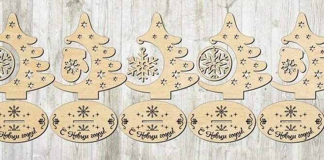 Σετ των 3 Intra απο ξύλο plywood 3mm-4mm πάχος – Θήκη στολιδιού Χριστουγεννιάτικου δέντρου με ξύλο συλλογής στολιδιών κρεμαστό 35x40 cm INTRAVECTRY-MY547920