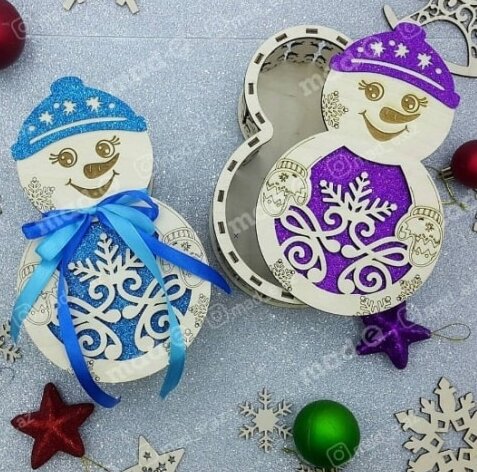 Σετ των 3 Intra απο ξύλο plywood 3mm-4mm πάχος – ξύλο χριστουγεννιάτικου κουτιού χιονάνθρωπος σε σχήμα αριθμού 12x15 cm INTRAVECTRY-MY547922