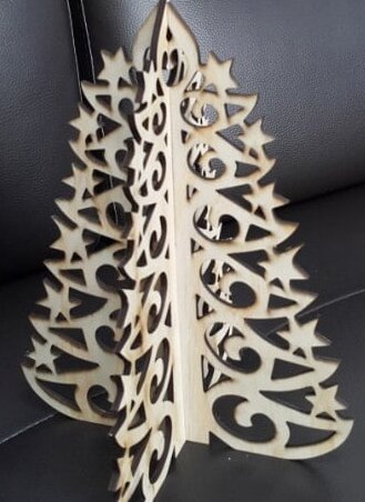 Σετ των 3 Intra απο ξύλο plywood 3mm-4mm πάχος – Τρισδιάστατο Ξύλινο χριστουγεννιάτικο δέντρο με διακοσμητικό ξύλο με αστέρια 30x30 cm INTRAVECTRY-MY548770