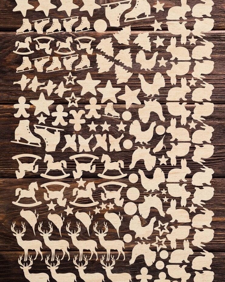 Σετ των 3 Intra απο ξύλο plywood 3mm-4mm πάχος – ξύλο Ξύλινα Μινιατούρα Χριστουγεννιάτικα ειδώλια 45x50 cm INTRAVECTRY-MY558221