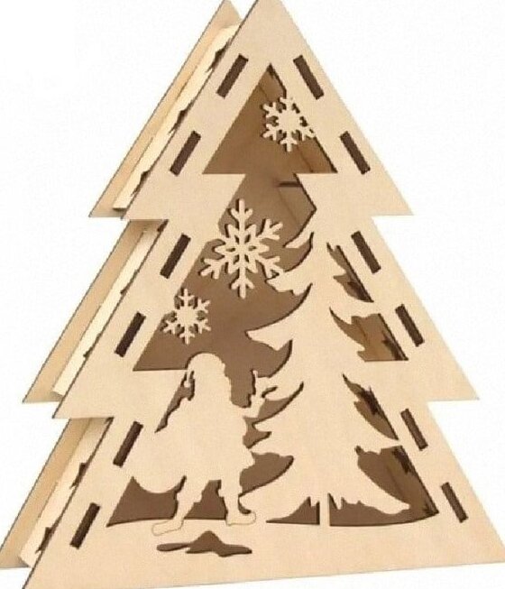 Σετ των 3 Intra απο ξύλο plywood 3mm-4mm πάχος – ξύλο 3D Light Box Χριστουγεννιάτικου Δέντρου Ψαροκόκκαλο 20x25 cm INTRAVECTRY-MY547938