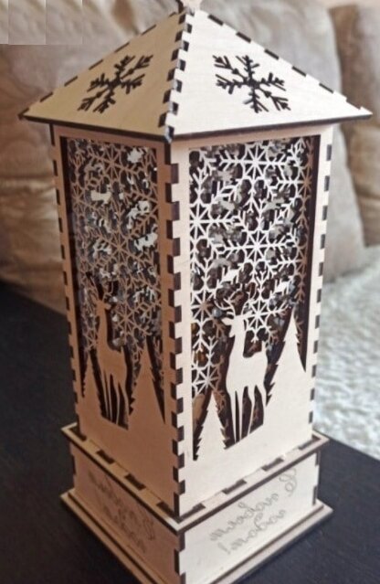 Σετ των 3 Intra απο ξύλο plywood 3mm-4mm πάχος – Διακοσμητικό Ξύλινο Χριστουγεννιάτικο Φανάρι Νυχτερινό Φωτιστικό ξύλο 40x45 cm INTRAVECTRY-MY547941