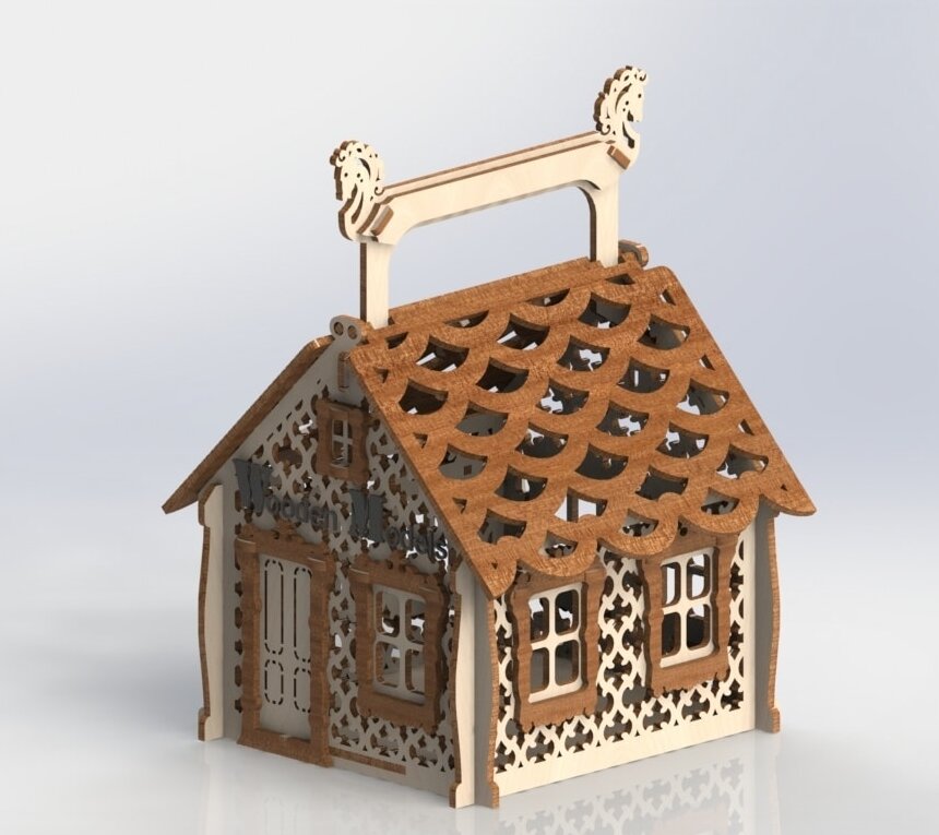 Σετ των 3 Intra απο ξύλο plywood 3mm-4mm πάχος – Χριστουγεννιάτικο ζαχαροπλαστείο με ξύλο λαβής αλόγου 20x20 cm INTRAVECTRY-MY549749