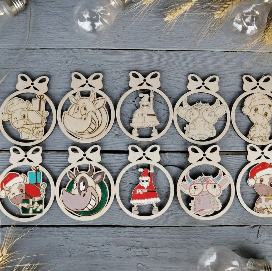 Σετ των 3 Intra απο ξύλο plywood 3mm-4mm πάχος – Ξύλινοι Γκόμπι για Χριστουγεννιάτικο και Πρωτοχρονιάτικο Δέντρο ξύλο 40x40 cm INTRAVECTRY-MY548815