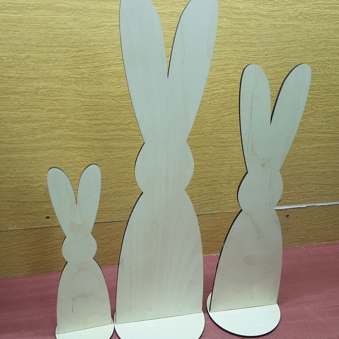 Σετ των 3 Intra απο ξύλο plywood 3mm-4mm πάχος – Πρότυπο ξύλινο πασχαλινό λαγουδάκι χειροτεχνίας 3 διαφορετικών μεγεθών 12x15 cm INTRAVECTRY-MY547981