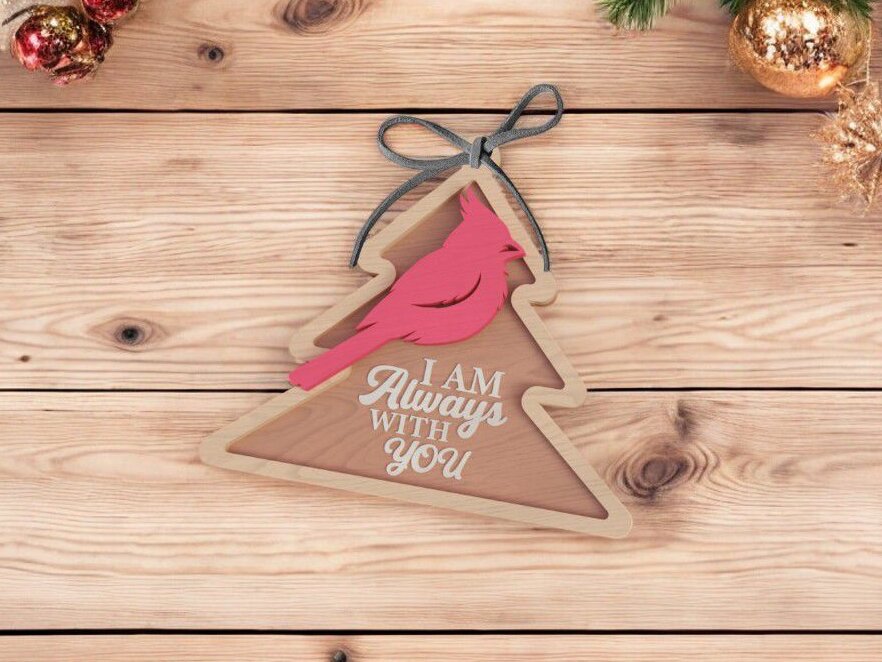 Σετ των 3 Intra απο ξύλο plywood 3mm-4mm πάχος – Καρδινάλιος Χριστουγεννιάτικο στολίδι 25x25 cm INTRAVECTRY-MY550250