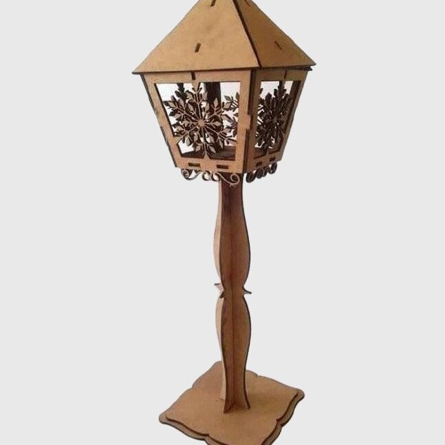 Σετ των 3 Intra απο ξύλο plywood 3mm-4mm πάχος – ξύλο φαναριού Tall Lamp Post Snowflake 40x45 cm INTRAVECTRY-MY549620