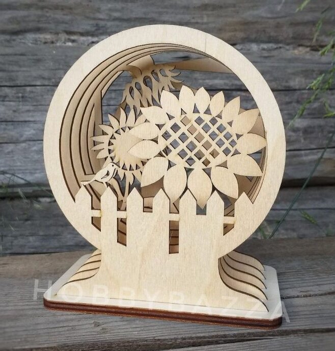 Σετ των 3 Intra απο ξύλο plywood 3mm-4mm πάχος – ξύλο με στρώσεις Sunflower Snow Globe 15x15 cm INTRAVECTRY-MY548635