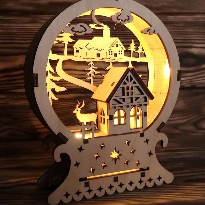 Σετ των 3 Intra απο ξύλο plywood 3mm-4mm πάχος – ξύλο Φωτιστικό Σκηνής Χειμερινού Χωριού 40x40 cm INTRAVECTRY-MY548643