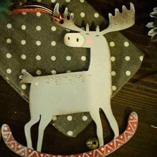 Σετ των 3 Intra απο ξύλο plywood 3mm-4mm πάχος – Κρεμαστό ξύλο παιχνιδιών Rocking Reindeer 20x20 cm INTRAVECTRY-MY548684