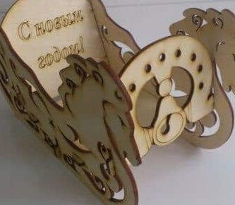 Σετ των 3 Intra απο ξύλο plywood 3mm-4mm πάχος – Πρωτοχρονιάτικο έλκηθρο 15x20 cm INTRAVECTRY-MY549669