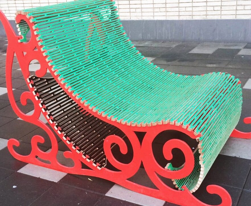 Σετ των 3 Intra απο ξύλο plywood 3mm-4mm πάχος – Καρέκλα έλκηθρου Living 12mm Λίμα Santa Sleigh 40x40 cm INTRAVECTRY-MY548714