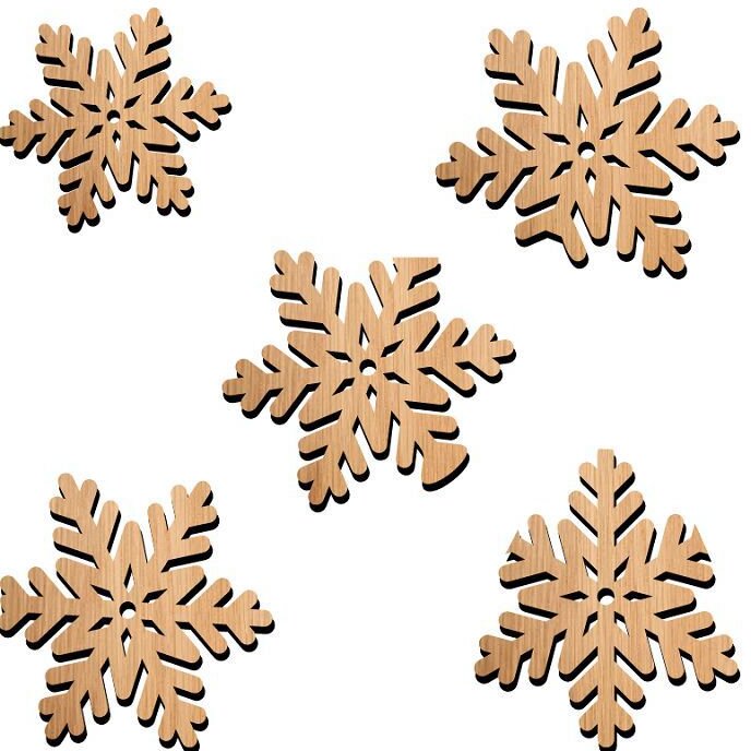 Σετ των 3 Intra απο ξύλο plywood 3mm-4mm πάχος – ξύλο σχήματος αποκοπής νιφάδας χιονιού 50x60 cm INTRAVECTRY-MY550420