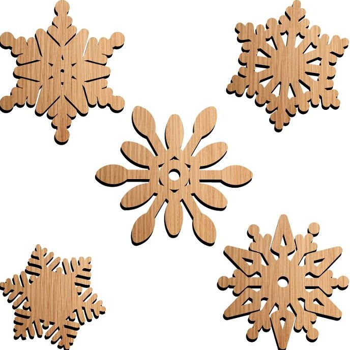Σετ των 3 Intra απο ξύλο plywood 3mm-4mm πάχος – ξύλο Snowflake Cutout Shapes for Crafts 20x20 cm INTRAVECTRY-MY550425