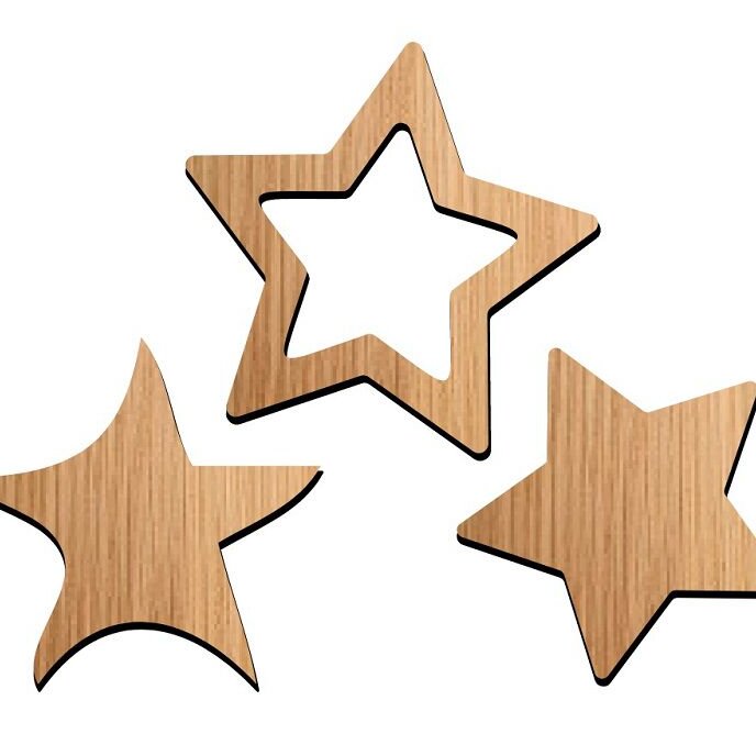 Σετ των 3 Intra απο ξύλο plywood 3mm-4mm πάχος – ξύλο Star Cutout Shapes for Crafts 50x60 cm INTRAVECTRY-MY550426