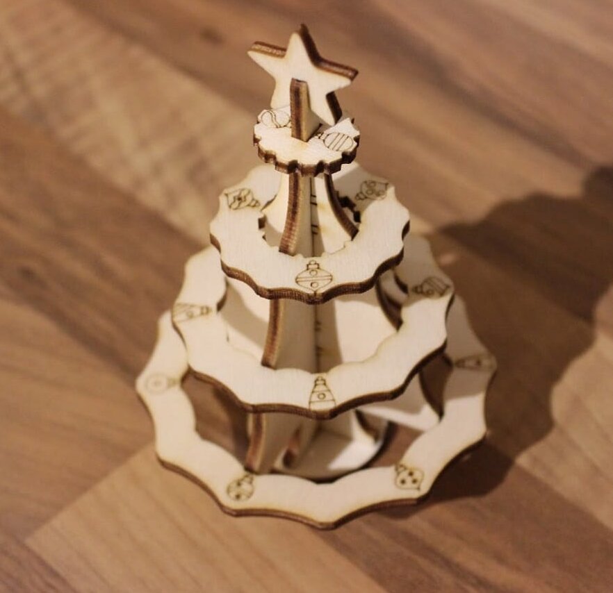 Σετ των 3 Intra απο ξύλο plywood 3mm-4mm πάχος – Μίνι ξύλο Desktop Xmas Tree Decor 20x20 cm INTRAVECTRY-MY550519