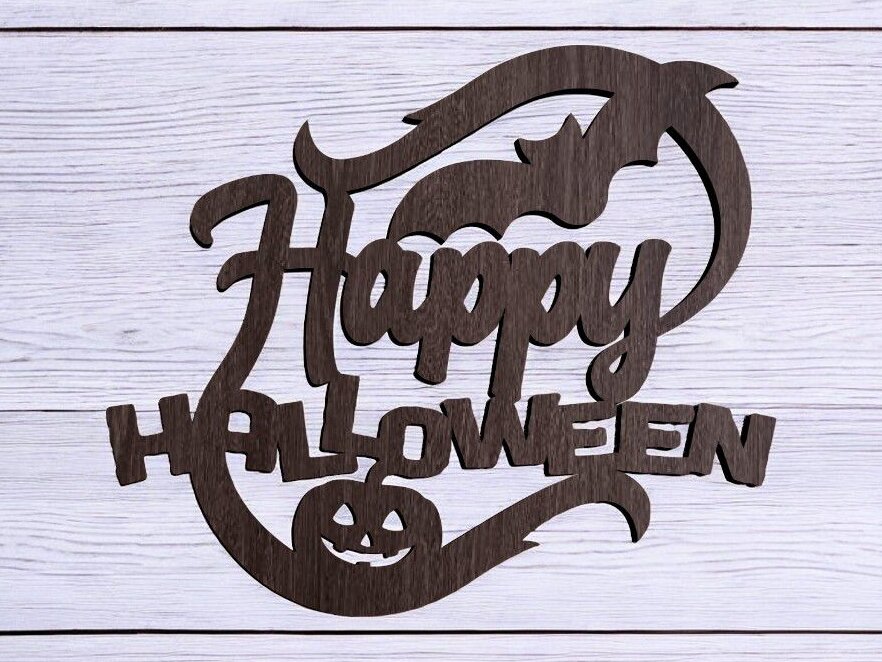 Σετ των 3 Intra απο ξύλο plywood 3mm-4mm πάχος – Happy Halloween διακόσμηση τοίχου 25x30 cm INTRAVECTRY-MY550849