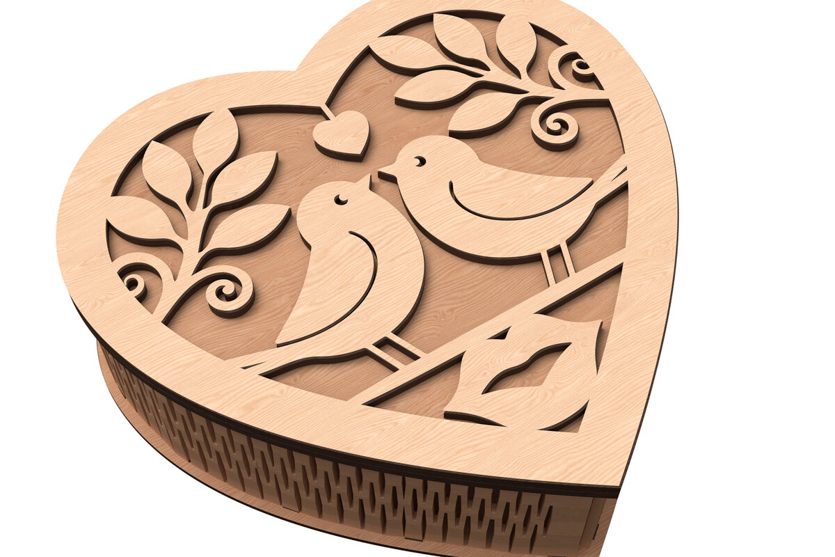 Σετ των 2 Intra απο ξύλο plywood 3mm-4mm πάχος – Valentine Heart Shaped Bird Box Δίασταση  20x20 cm INTRAFABR-113117630