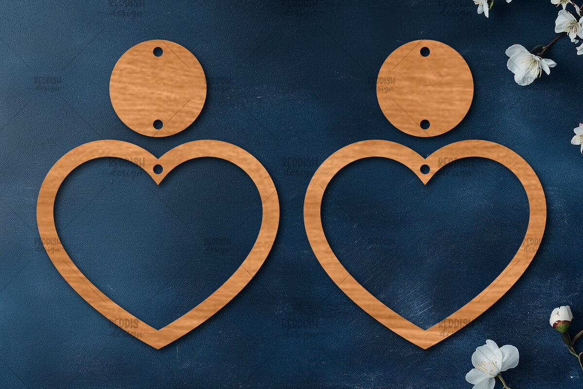 Σετ των 3 Intra απο ξύλο plywood 3mm-4mm πάχος – Σκουλαρίκια καρδιών του Αγίου Βαλεντίνου Δίασταση  5x5 cm INTRAFABR-113921509