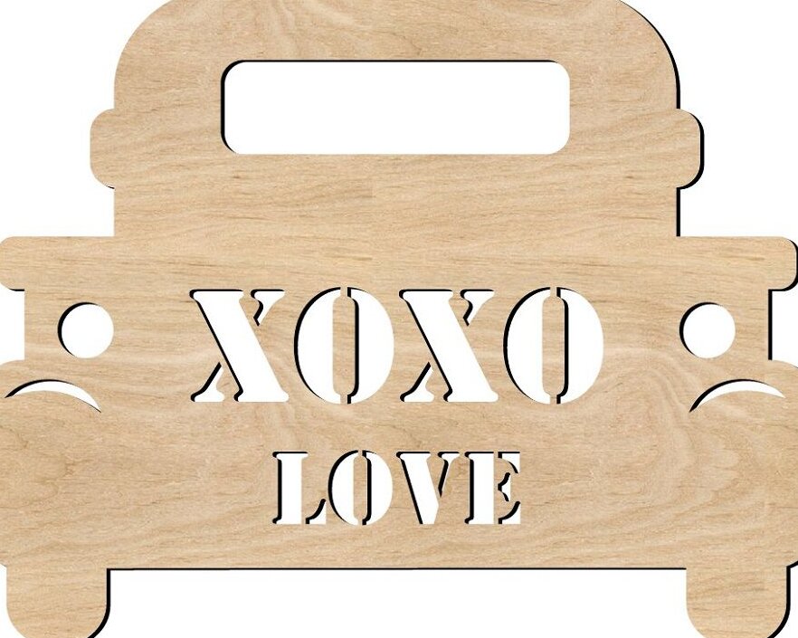 Σετ των 2 Intra απο ξύλο plywood 3mm-4mm πάχος – Βαλεντίνος XOXO Truck Wood Cutout Door Hanger File 20x20 cm INTRAVECTRY-MY560547