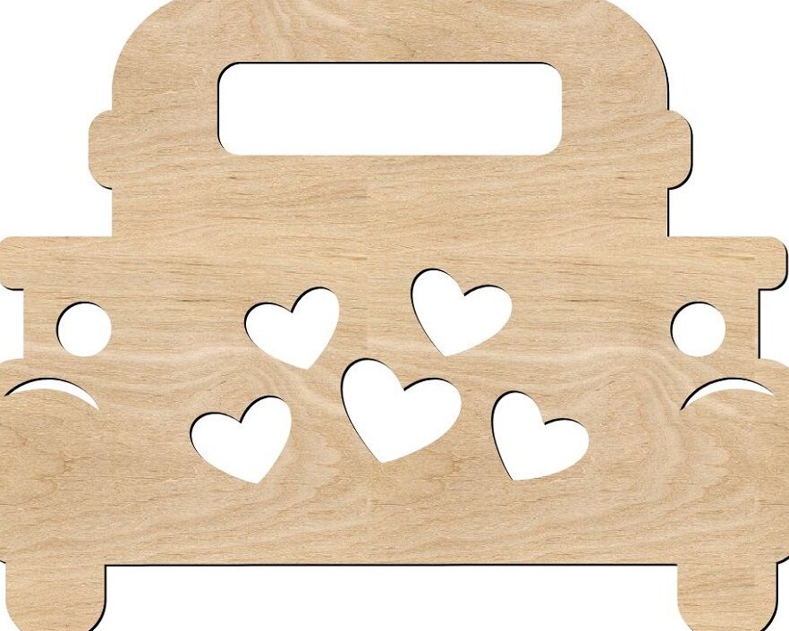 Σετ των 3 Intra απο ξύλο plywood 3mm-4mm πάχος – ξύλο σχήματος αποκοπής ξύλου καρδιών Valentine Truck 30x30 cm INTRAVECTRY-MY561316