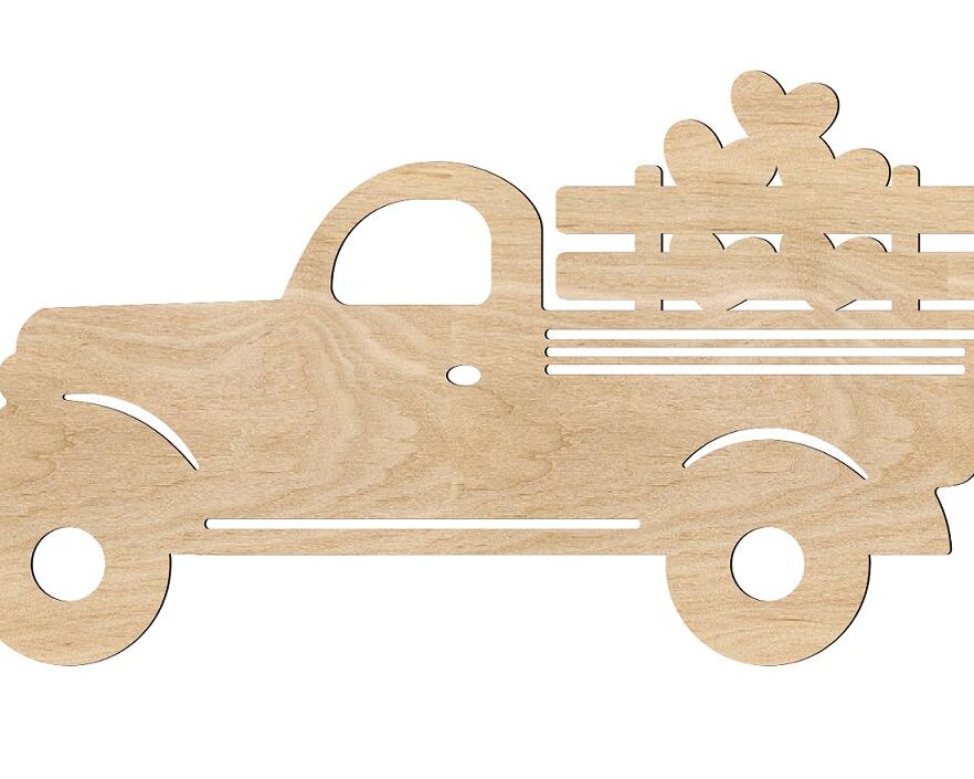 Σετ των 3 Intra απο ξύλο plywood 3mm-4mm πάχος – ξύλο σχήματος αποκοπής ξύλου καρδιών Pickup Truck 12x15 cm INTRAVECTRY-MY561320