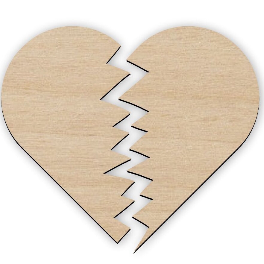 Σετ των 3 Intra απο ξύλο plywood 3mm-4mm πάχος – ξύλο Σχήματος με Ξύλο Σπασμένης Καρδιάς 30x30 cm INTRAVECTRY-MY561352