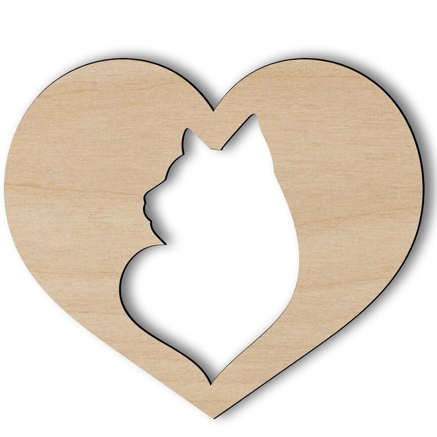 Σετ των 3 Intra απο ξύλο plywood 3mm-4mm πάχος – Κεφάλι γάτας σε ξύλο σχήματος αποκοπής ξύλου καρδιάς 40x45 cm INTRAVECTRY-MY556966