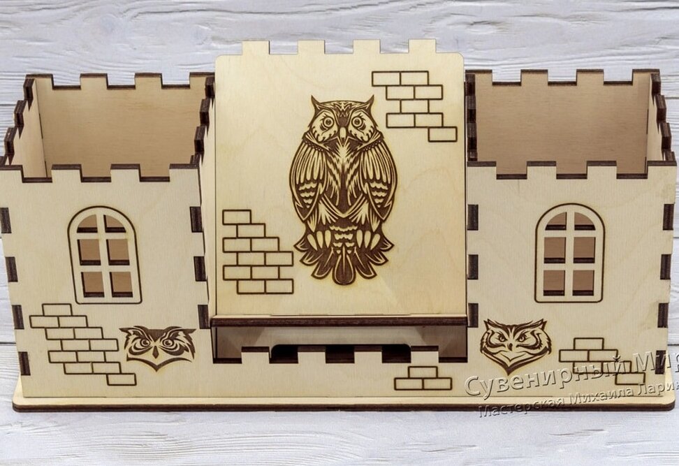 Σετ των 2 Intra απο ξύλο plywood 3mm-4mm πάχος – Μολυβοθήκη Fortress με ξύλο βάσης τηλεφώνου 50x60 cm INTRAVECTRY-MY558500