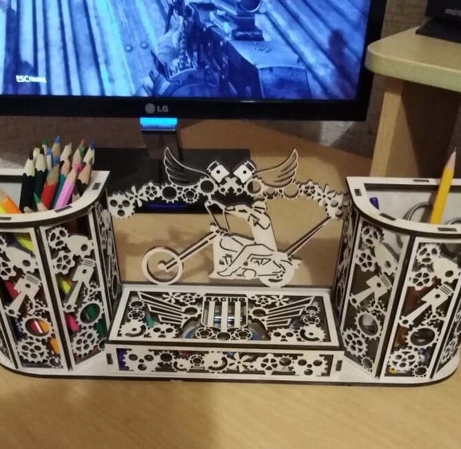 Σετ των 2 Intra απο ξύλο plywood 3mm-4mm πάχος – ξύλο Biker Desk Organizer 20x25 cm INTRAVECTRY-MY558504