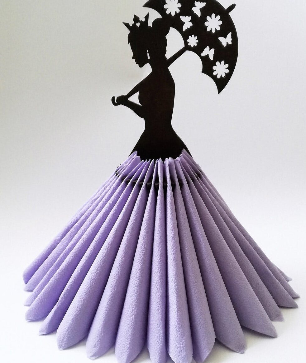 Σετ των 2 Intra απο ξύλο plywood 3mm-4mm πάχος – ξύλο θήκης για χαρτοπετσέτα ομπρέλας Crown Princess Holding 15x15 cm INTRAVECTRY-MY558175