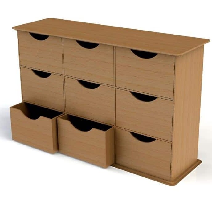 Intra απο ξύλο plywood 3mm-4mm πάχος – Μικρή θήκη 9 συρταριών 40x40 cm INTRAVECTRY-MY556728