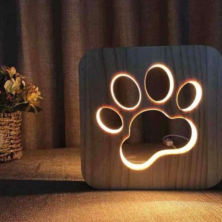 Intra απο ξύλο plywood 3mm-4mm πάχος – Ξύλινη λυχνία LED Dog Paw για Παιδικό Υπνοδωμάτιο ξύλο DXF 30x30 cm INTRAVECTRY-MY557943