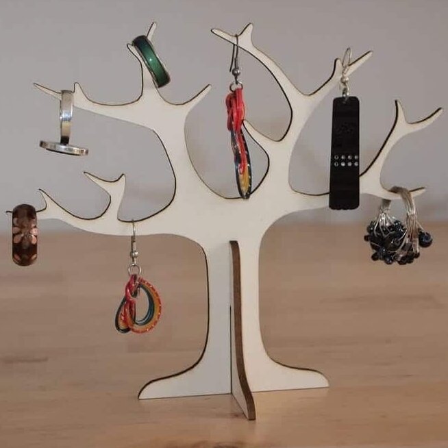 Intra απο ξύλο plywood 3mm-4mm πάχος – Δαχτυλίδι Δέντρο κοσμήματα Organizer Stand ξύλο DXF 30x35 cm INTRAVECTRY-MY560531