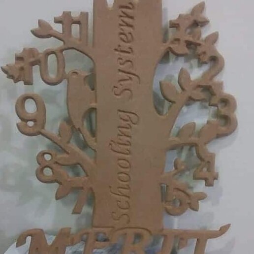 Intra απο ξύλο plywood 3mm-4mm πάχος – ξύλο 3D ρολόι τοίχου σε στυλ δέντρου DXF 45x50 cm INTRAVECTRY-MY557259