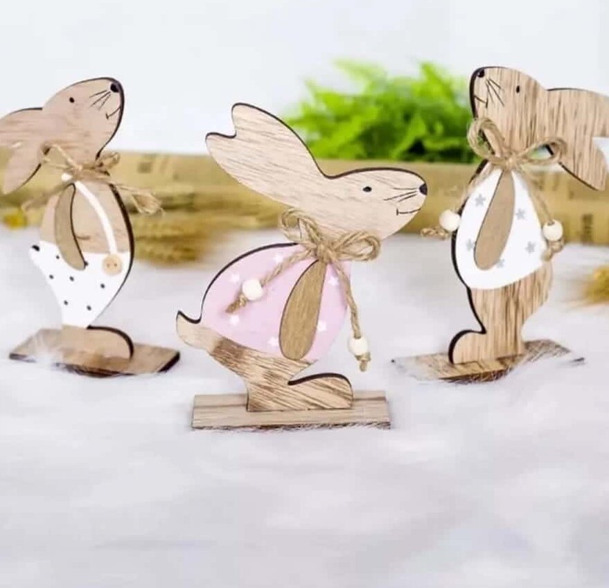 Intra απο ξύλο plywood 3mm-4mm πάχος – Ξύλινο Διακοσμητικό Κρεμαστό Κουνέλι 30x30 cm INTRAVECTRY-MY552438