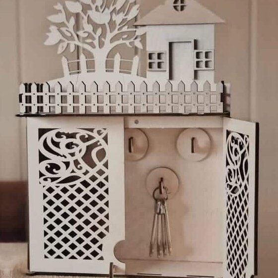 Σετ των 2 Intra απο ξύλο plywood 3mm-4mm πάχος – ξύλο σχεδίασης Ξύλινου Μπρελόκ με θέμα το σπίτι 30x30 cm INTRAVECTRY-MY555530