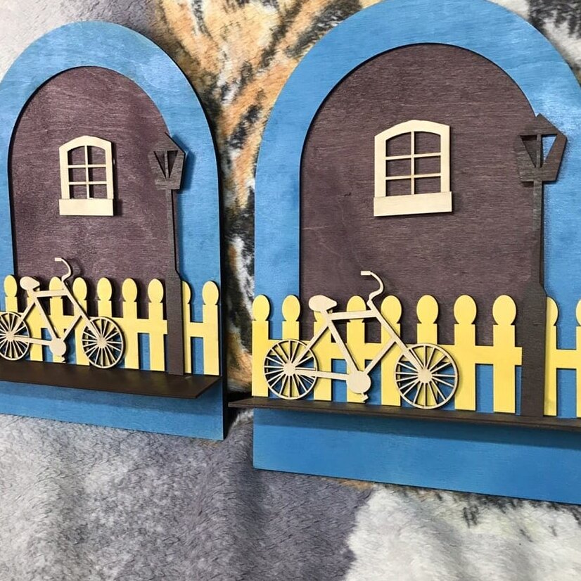 Intra απο ξύλο plywood 3mm-4mm πάχος – Κρεμάστρα για μπρελόκ νοικοκυράς με λίμα ποδηλάτου 30x30 cm INTRAVECTRY-MY555533